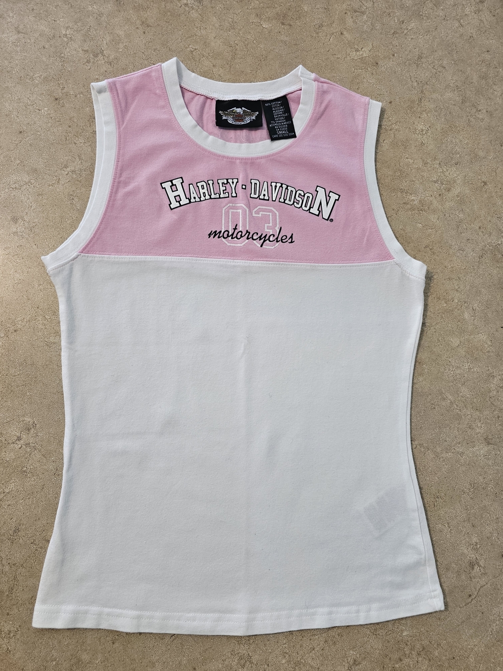 Harley-Davidson Pink & White Colorblock Women's Tank Top